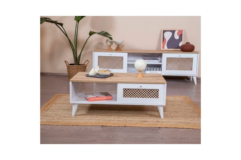 Velin Sofabord 55 cm - Mellomfarget tre/Hvit - Møbler - Bord - Sofabord & salongbord