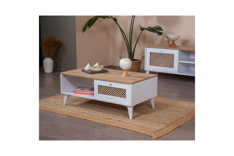 Velin Sofabord 55 cm - Mellomfarget tre/Hvit - Møbler - Bord - Sofabord & salongbord
