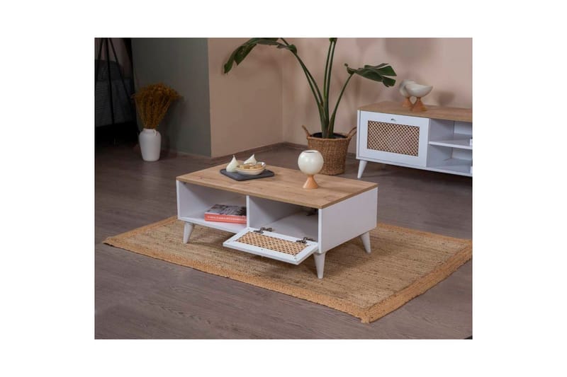 Velin Sofabord 55 cm - Mellomfarget tre/Hvit - Møbler - Bord - Sofabord & salongbord