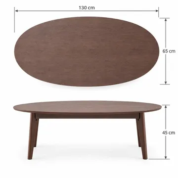 Velo Ovalt Sofabord 130x65 cm med Tre- og Valnøttutseende - Valnøtt - Møbler - Bord - Sofabord & salongbord