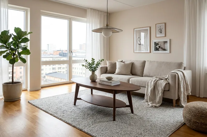 Velo Ovalt Sofabord med Hylle 160x60 cm med Tre- og Valnøttutseende - Valnøtt - Møbler - Bord - Sofabord & salongbord