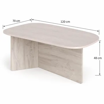 Vento Ovalt Sofabord 120x70 cm med Tre- og Hvitlasert Eik-utseende - Hvit - Møbler - Bord - Sofabord & salongbord
