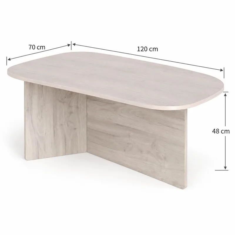 Vento Ovalt Sofabord 120x70 cm med Tre- og Hvitlasert Eik-utseende - Hvit - Møbler - Bord - Sofabord & salongbord