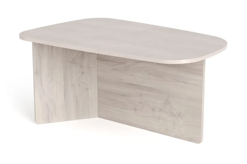 Vento Ovalt Sofabord 90x60 cm med Tre- og Hvitlasert Eik-utseende, Hvit
