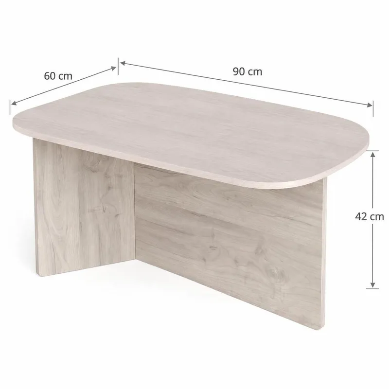 Vento Ovalt Sofabord 90x60 cm med Tre- og Hvitlasert Eik-utseende - Hvit - Møbler - Bord - Sofabord & salongbord