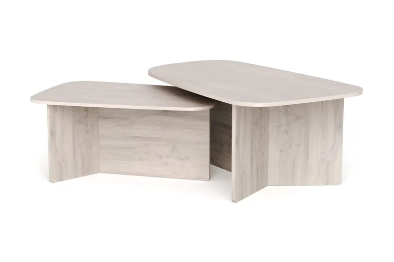 Vento settbord, sofabord 120 x 70 cm + 90 x 60 cm, Hvitlasert eik