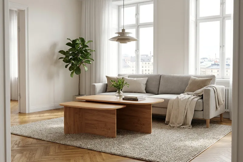Vento sofabord 90 x 60 cm, ovalt i tre - Eik - Møbler - Bord - Sofabord & salongbord