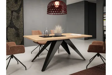Vento Uttrekkbart Rektangulært Spisebord 140 cm med Eik- og Metalllook - Svart|Beige - Møbler - Bord - Spisebord & kjøkkenbord