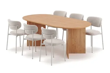 Vera oval spisegruppe 180 cm med 6 Lucy spisestoler - Eik - Møbler - Bord - Spisegruppe
