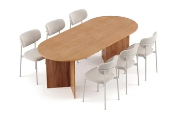 Vera oval spisegruppe 180 cm med 6 Lucy spisestoler - Eik - Møbler - Bord - Spisegruppe