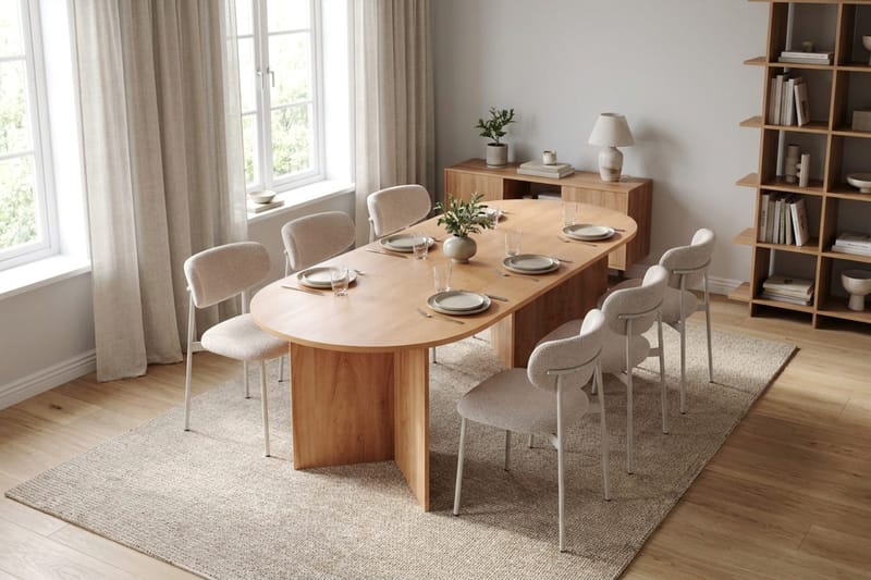 Vera oval spisegruppe 180 cm med 6 Lucy spisestoler - Eik - Møbler - Bord - Spisegruppe