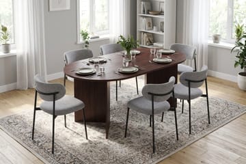 Vera oval spisegruppe 180 cm med 6 Lucy spisestoler - Valnøtt - Møbler - Bord - Spisegruppe