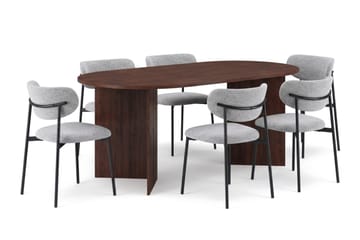 Vera oval spisegruppe 180 cm med 6 Lucy spisestoler - Valnøtt - Møbler - Bord - Spisegruppe