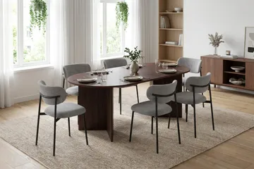 Vera oval spisegruppe 220 cm med 6 Lucy spisestoler - Valnøtt - Møbler - Bord - Spisegruppe