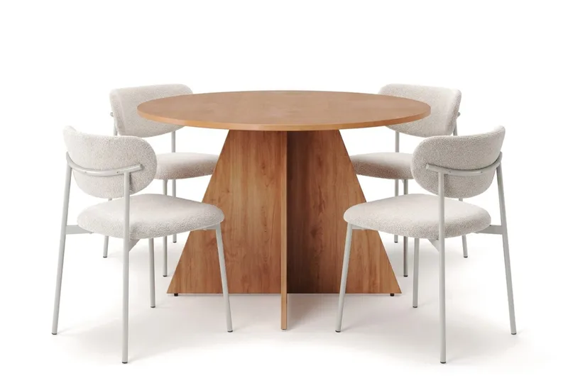 Vera rund spisegruppe 110 cm med 4 Lucy spisestoler, Eik