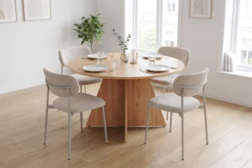 Vera rund spisegruppe 110 cm med 4 Lucy spisestoler - Eik - Møbler - Bord - Spisegruppe
