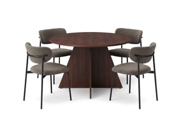 Vera rund spisegruppe 110 cm med 4 Lucy spisestoler - Valnøtt - Møbler - Bord - Spisegruppe