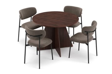 Vera rund spisegruppe 110 cm med 4 Lucy spisestoler - Valnøtt - Møbler - Bord - Spisegruppe