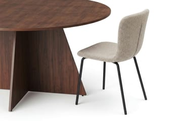 Vera Rund Spisegruppe 150 cm – Spisebord med 6 Katy Spisestoler med Tre- og Valnøttutseende - Brun - Møbler - Bord - Spisegruppe