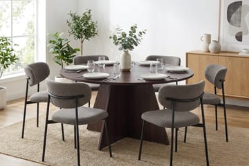 Vera rund spisegruppe 150 cm med 6 Lucy spisestoler - Røkt eik - Møbler - Bord - Spisegruppe