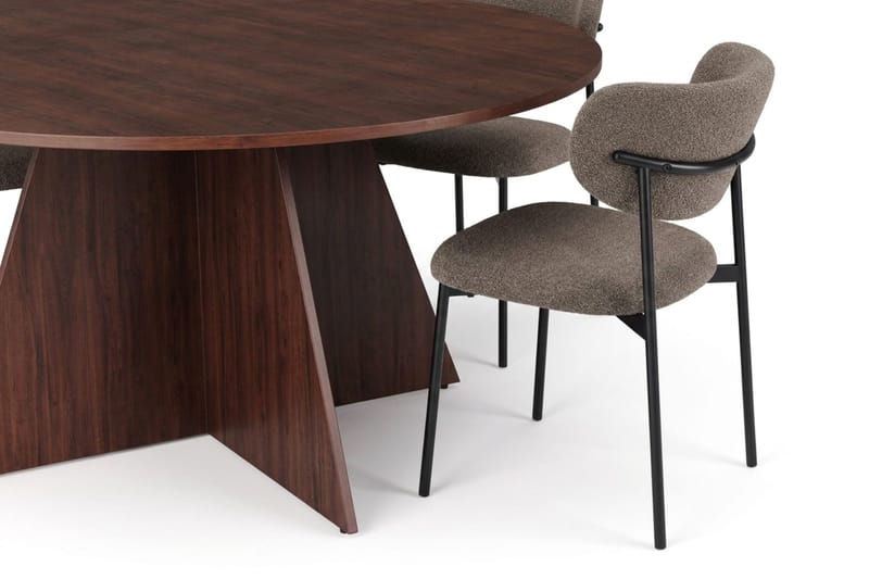 Vera rund spisegruppe 150 cm med 6 Lucy spisestoler - Valnøtt - Møbler - Bord - Spisegruppe
