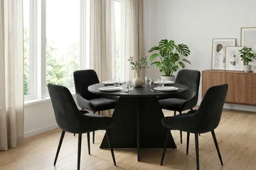 Vera rundt spisebord ø110 cm Finér - Svart - Møbler - Bord - Spisebord & kjøkkenbord