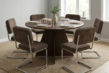 Vera rundt spisebord ø130 cm Finér - Valnøtt - Møbler - Bord - Spisebord & kjøkkenbord