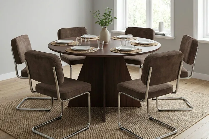 Vera rundt spisebord ø130 cm Finér - Valnøtt - Møbler - Bord - Spisebord & kjøkkenbord