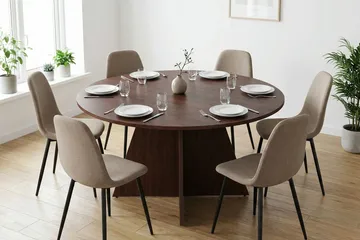 Vera rundt spisebord ø150 cm Finér - Valnøtt - Møbler - Bord - Spisebord & kjøkkenbord