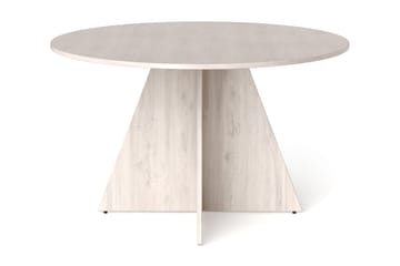 Vera Rundt Spisebord 130 cm med Tre- og Hvitlasert Eik-utseende - Hvitbeiset eik - Møbler - Bord - Spisebord & kjøkkenbord