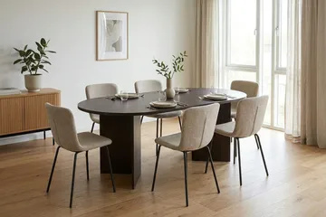 Vera Spisebord Oval 180x100 cm Finér - Røkt eik - Møbler - Bord - Spisebord & kjøkkenbord