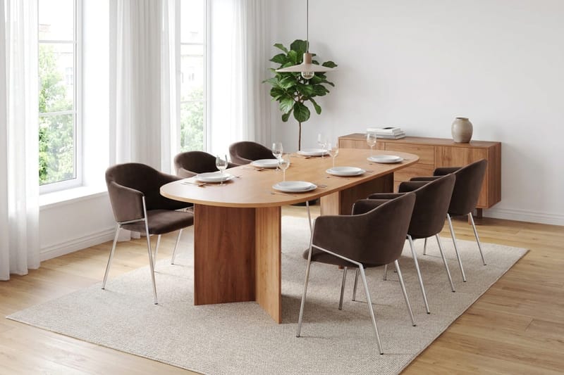 Vera spisegruppe, oval 180 cm, med 6 Filip spisestoler - Eik - Møbler - Bord - Spisegruppe