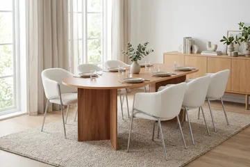 Vera spisegruppe, oval 180 cm, med 6 Filip spisestoler - Eik - Møbler - Bord - Spisegruppe