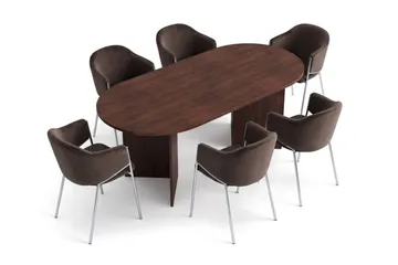 Vera spisegruppe, oval 180 cm, med 6 Filip spisestoler - Valnøtt - Møbler - Bord - Spisegruppe