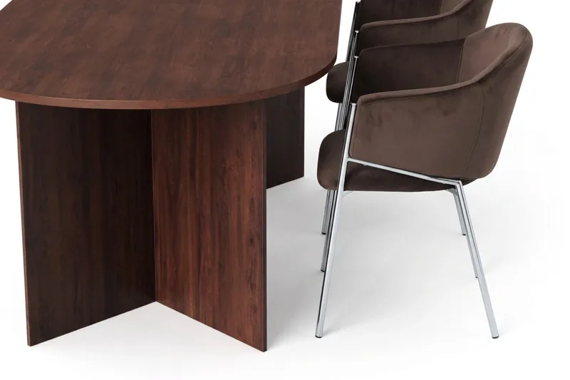 Vera spisegruppe, oval 180 cm, med 6 Filip spisestoler - Valnøtt - Møbler - Bord - Spisegruppe