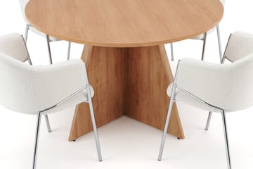 Vera spisegruppe, rund 110 cm, med 4 Filip spisestoler - Eik - Møbler - Bord - Spisegruppe