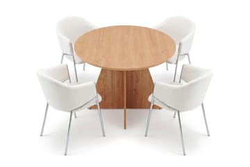 Vera spisegruppe, rund 110 cm, med 4 Filip spisestoler - Eik - Møbler - Bord - Spisegruppe