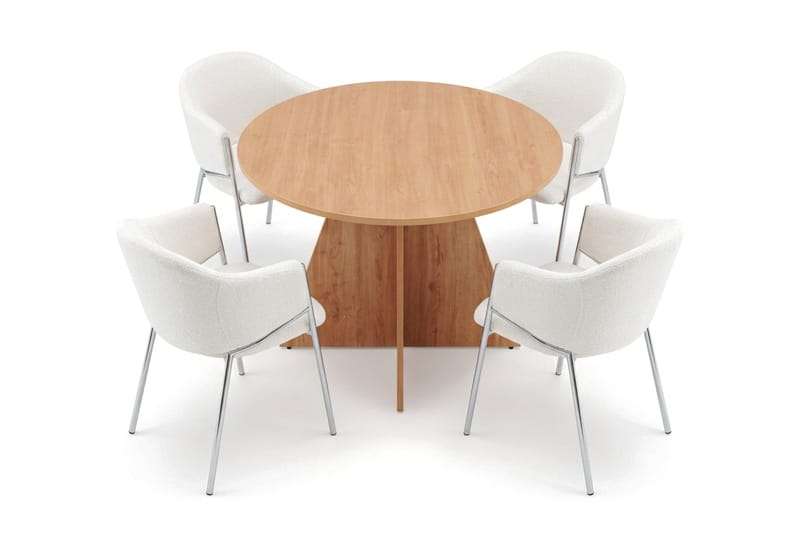 Vera spisegruppe, rund 110 cm, med 4 Filip spisestoler - Eik - Møbler - Bord - Spisegruppe