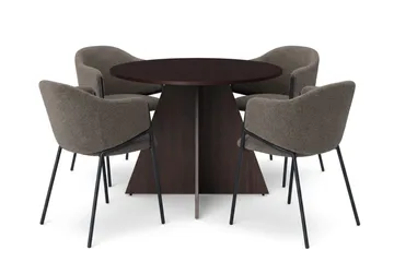 Vera spisegruppe, rund 110 cm, med 4 Filip spisestoler - Røkt eik - Møbler - Bord - Spisegruppe