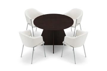 Vera spisegruppe, rund 110 cm, med 4 Filip spisestoler - Røkt eik - Møbler - Bord - Spisegruppe