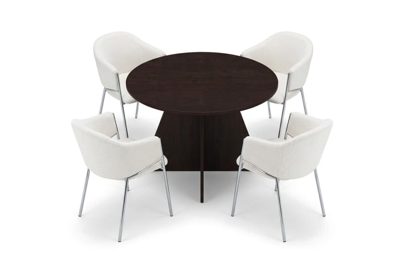 Vera spisegruppe, rund 110 cm, med 4 Filip spisestoler - Røkt eik - Møbler - Bord - Spisegruppe