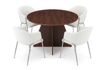 Vera spisegruppe, rund 110 cm, med 4 Filip spisestoler - Valnøtt - Møbler - Bord - Spisegruppe