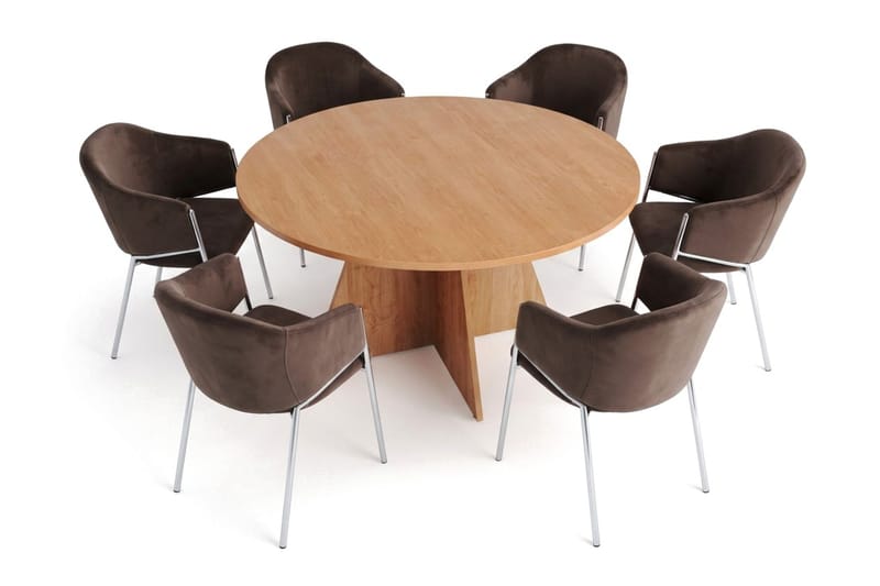 Vera spisegruppe, rund 130 cm, med 6 Filip spisestoler - Eik - Møbler - Bord - Spisegruppe