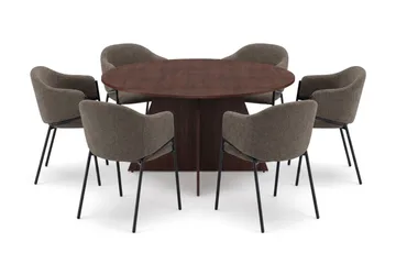 Vera spisegruppe, rund 150 cm, med 6 Filip spisestoler - Valnøtt - Møbler - Bord - Spisegruppe