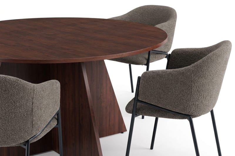 Vera spisegruppe, rund 150 cm, med 6 Filip spisestoler - Valnøtt - Møbler - Bord - Spisegruppe