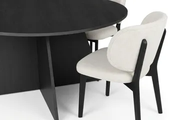 Vera Spisegruppe 150 cm rund i Svart med 6 Eira Spisestoler - Svartbeiset eik - Møbler - Bord - Spisegruppe