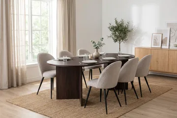 Vera spisegruppe 180 cm oval med 6 Nibe Plus spisestoler - Røkt eik - Møbler - Bord - Spisegruppe