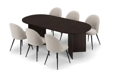 Vera spisegruppe 180 cm oval med 6 Nibe Plus spisestoler - Røkt eik - Møbler - Bord - Spisegruppe