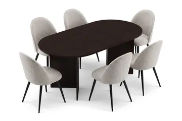 Vera spisegruppe 180 cm oval med 6 Nibe Plus spisestoler - Røkt eik - Møbler - Bord - Spisegruppe
