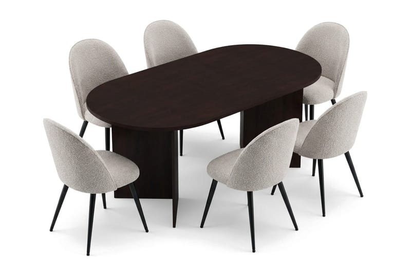 Vera spisegruppe 180 cm oval med 6 Nibe Plus spisestoler - Røkt eik - Møbler - Bord - Spisegruppe